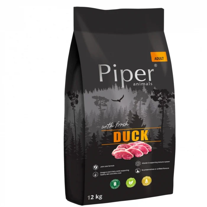 Hrană uscată câini - Piper Animals Adult Dog Rata, Hrana Uscata Fara Cereale Caini Adulti, 12 kg