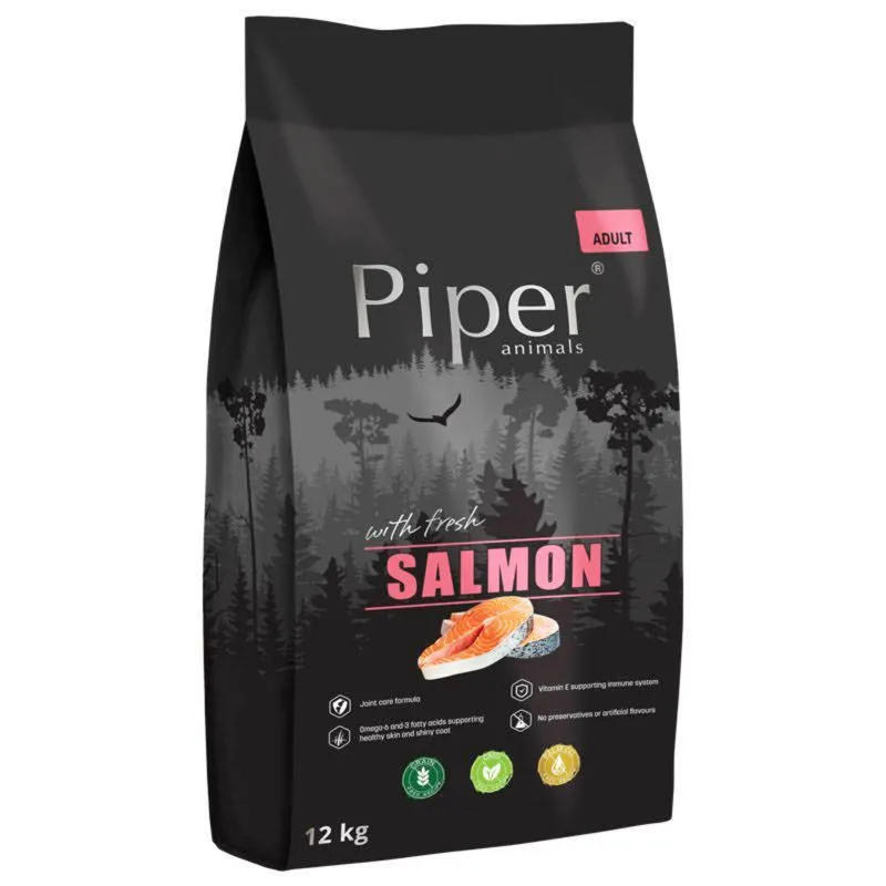 Hrană uscată câini - Piper Animals Adult Dog Somon, Hrana Uscata Fara Cereale Caini Adulti, 12 kg