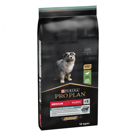 PROMOȚII - PURINA PRO PLAN Medium Puppy Sensitive Digestion, Hrana Uscata Caini Junior Talie Medie cu Miel, 12kg