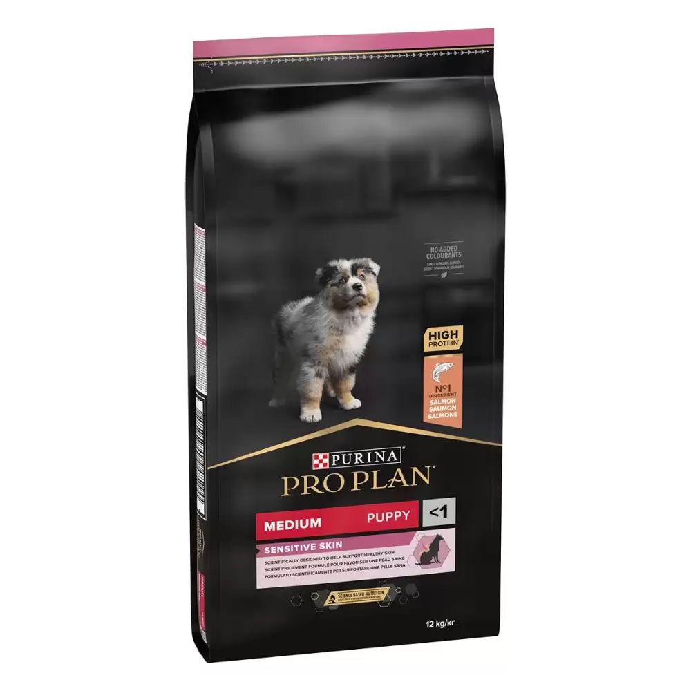 PROMOȚII - PURINA PRO PLAN Medium Puppy Sensitive Skin, Hrana Uscata Caini Junior Talie Medie cu Somon, 12kg
