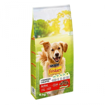 PROMOȚII - Purina Friskies Active, Hrana Uscata Caini Adulti, cu Vita, 10+5 Kg GRATIS