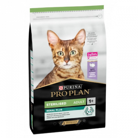 Hrană uscată pisici - PURINA PRO PLAN Adult Sterilised Renal Plus, Hrana Uscata Pisici Adulte Sterilizate, Curcan, 10 Kg