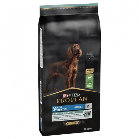 CÂINI - Purina Pro Plan Large Athletic Sensitive Digestion, Hrana Uscata Caini Adulti Talie Mare, Miel si Orez, 14 Kg