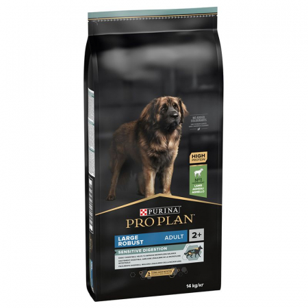 Hrană uscată câini - Purina Pro Plan Large Robust Sensitive Digestion, Hrana Uscata Caini Adulti Talie Mare, Miel si Orez, 14 Kg