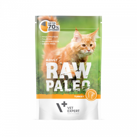 Hrană umedă pisici - Raw Paleo Adult Cat Curcan, Hrana Umeda Pisici Adulte, 100 g