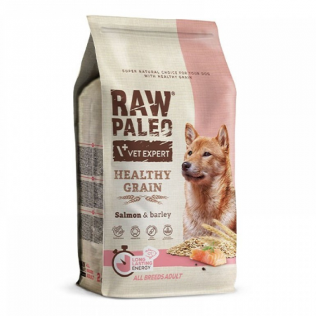 Hrană uscată câini - Raw Paleo Healthy Grain Somon si Orz, Hrana Uscata Caini Adulti, 10 kg