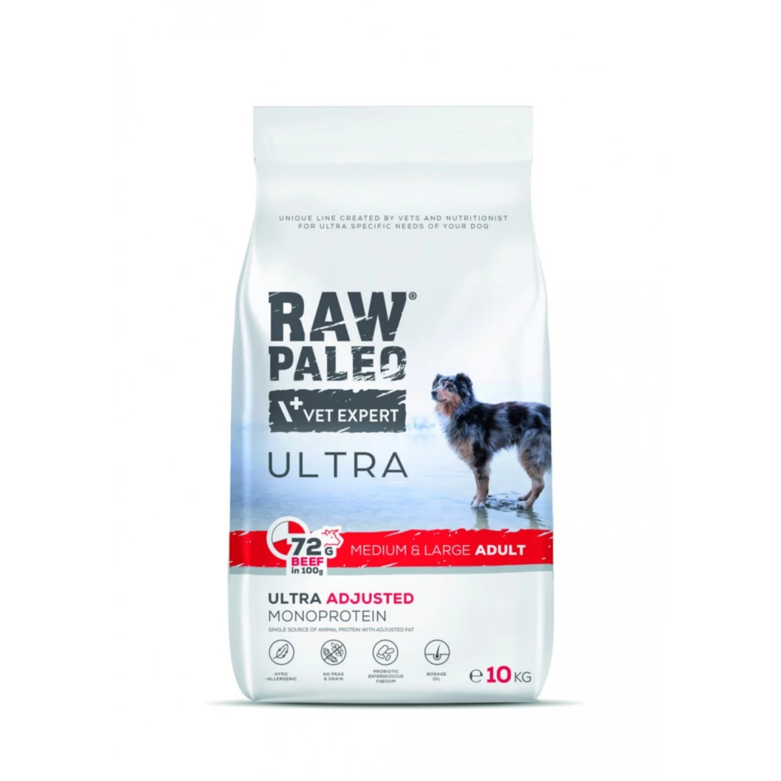 Hrană uscată câini - Raw Paleo Ultra Medium & Large Vita, Hrana Uscata Monoproteica Caini Adulti Talie Medie si Mare,10  kg