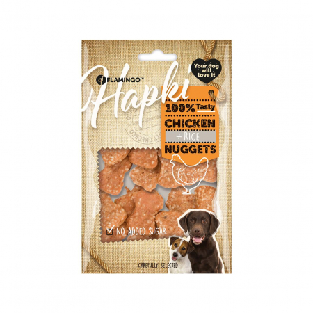 Recompense și Snack-uri - Recompense Caini FLAMINGO HAPKI NUGGETS, Pui si Orez, 400 g
