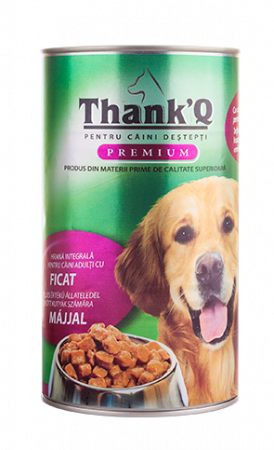 Hrană umedă câini - ThankQ Premium Conserva Ficat Caini Adulti, 1240 g