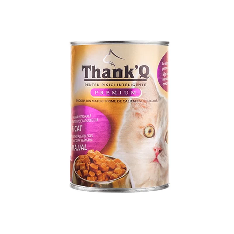 Hrană umedă pisici - ThankQ Premium Conserva Ficat Pisici Adulte, 415 g