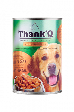 Hrană umedă câini - ThankQ Premium Conserva Pasare Caini Adulti, 415 g
