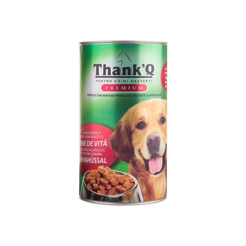 Hrană umedă câini - ThankQ Premium Conserva Vita Caini Adulti, 1240 g