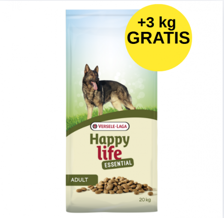 Hrană uscată câini - Versele Laga Happy Life Essential, Hrana Uscata Caini Adulti, 20+3 kg GRATIS