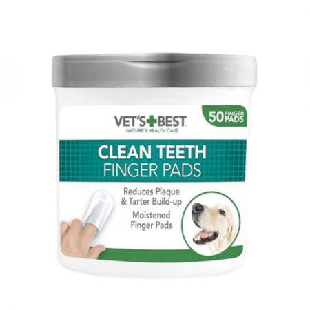 Igienă Orală - VET'S BEST Clean Teeth Finger, Servetele pentru Igiena Dintilor - 50 buc.