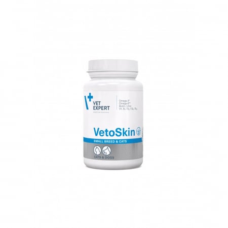 CÂINI - VetoSkin Twist Off, Supliment pentru Tratarea Afectiunilor Dermatologice la Caini de Talie Mica si Pisici, 60 Capsule