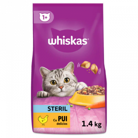 Hrană uscată pisici - WHISKAS Steril, Hrana Uscata Pisici Adulte Sterilizate, Pui, 14 kg
