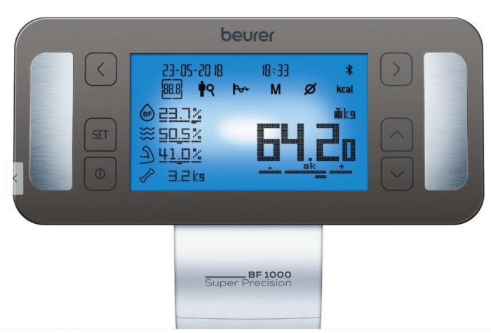 Cantar de diagnostic de mare precizie Beurer BF1000 Super Precision, tehnologie switch-on, analiza pe segmente, reprezentare grafica, greutate maxima suportata 200 kg, 10 utilizatori, Bluetooth [3]
