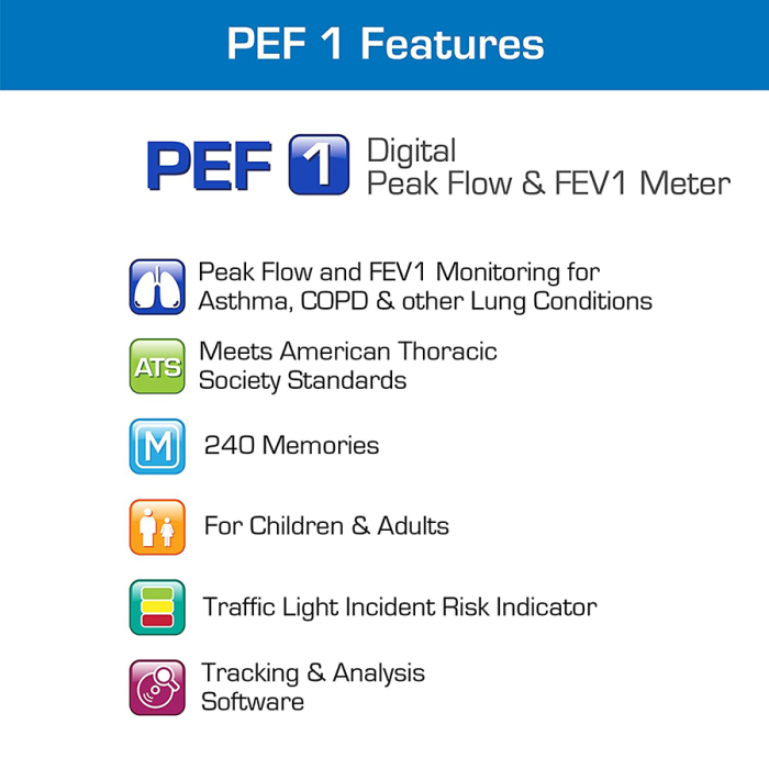 Dispozitiv de monitorizare electronica pentru astm Microlife PF 100 (PEF - Peak Expiratory Flow, FEV1, volum aer expirat), Spirometru digital portabil [5]