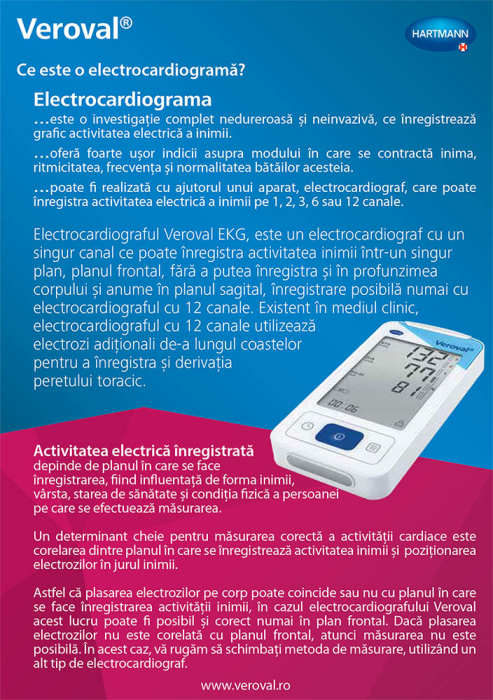 Electrocardiograf portabil (ECG / EKG) si tensiometru de brat Veroval, validat clinic, transfer date, 2 utilizatori, 3 ani garantie + Glucometru Fora GD50 [5]