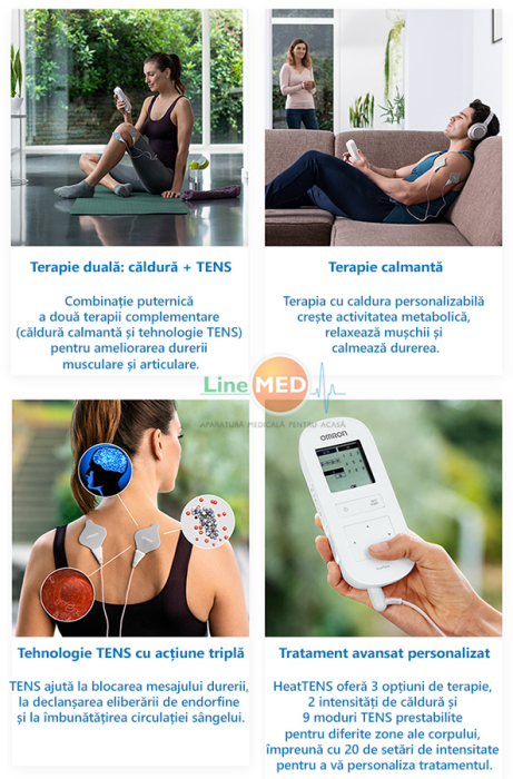 Electrostimulator muscular Omron HeatTens, TENS + HEAT (terapie prin caldura), baterie reincarcabila, pentru ameliorarea durerilor articulare si musculare [5]