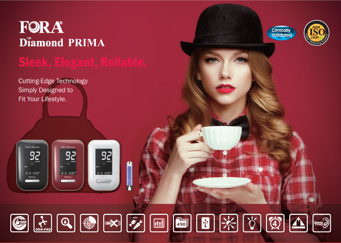 FORA Diamond Prima DM10 - Sistem de monitorizare a glicemiei (glucometru), iluminare backlit, comunicare vocala rezultat prin Universal Tone, transfer date PC [3]