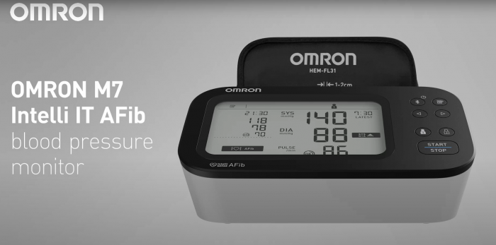 OMRON M7 Intelli IT AFib (HEM-7380T1-EBK) cu Bluetooth - Tensiometru de brat, detectare fibrilatie atriala, manseta inteligenta Intelli Cuff, transfer date Omron Connect, afisaj DUAL [7]
