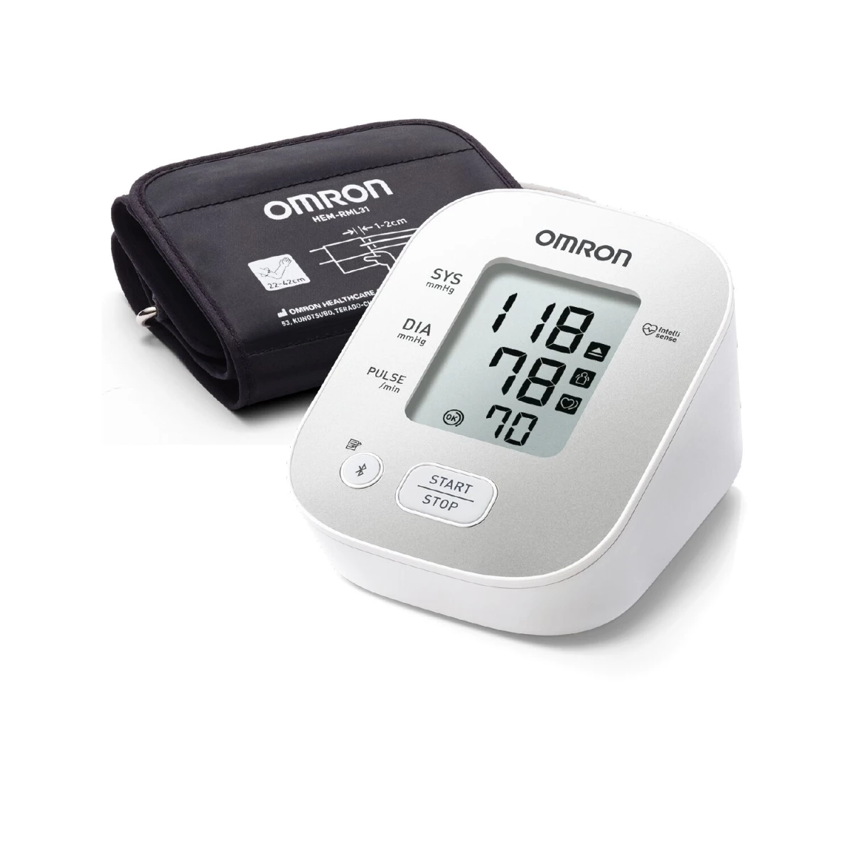 Omron X2 Smart+, Tensiometru de brat, validat clinic, transfer date Bluetooth in aplicatia Omron Connect, manseta mare 22-42 cm [7]
