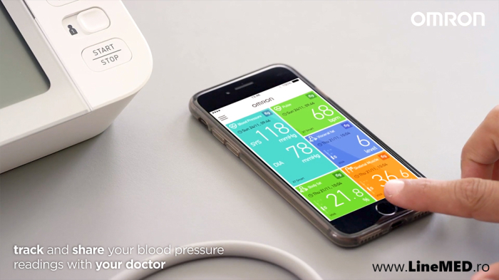 OMRON X7 Smart cu Bluetooth - Tensiometru de brat, detectare fibrilatie atriala (Afib), manseta inteligenta Intelli Cuff, transfer date Omron Connect, afisaj DUAL [4]