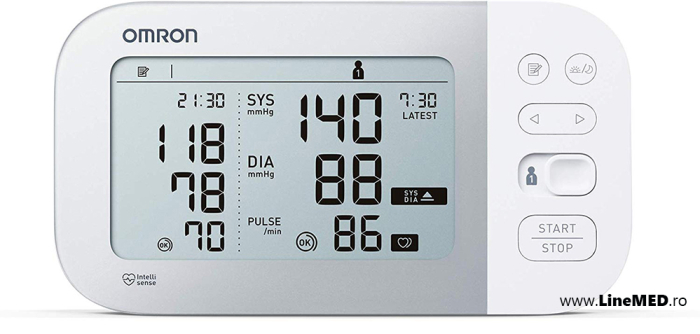 OMRON X7 Smart cu Bluetooth - Tensiometru de brat, detectare fibrilatie atriala (Afib), manseta inteligenta Intelli Cuff, transfer date Omron Connect, afisaj DUAL [6]