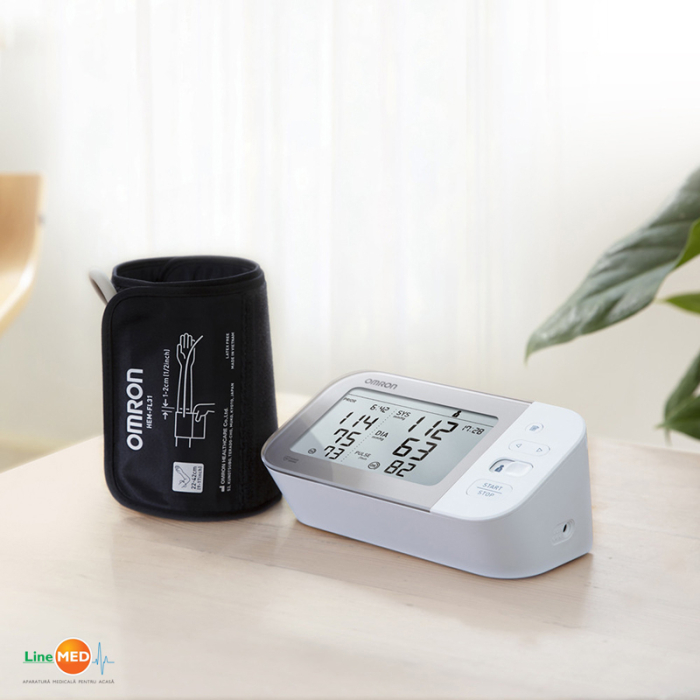 OMRON X7 Smart cu Bluetooth - Tensiometru de brat, detectare fibrilatie atriala (Afib), manseta inteligenta Intelli Cuff, transfer date Omron Connect, afisaj DUAL [2]