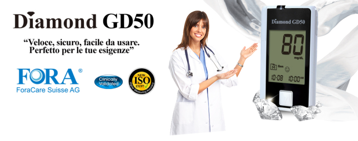 Pachet DIAMOND Plus (2 cutii teste glicemie FORA Diamond + glucometru FORA Diamond GD50 + cutie lancete FORA cu 50 buc) [4]