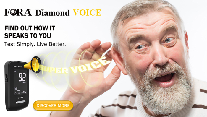 PACHET Glucometrul FORA Diamond VOICE DM20a cu functie vocala + 1 cutie Teste (50buc) + 1 cutie ace (50 buc) [3]