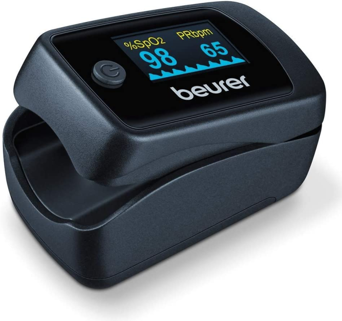 Pulsoximetru Beurer PO45, masoara saturatia arteriala de oxigen (SpO2), ritmul cardiac (puls) si indicele de perfuzie (IP) [3]