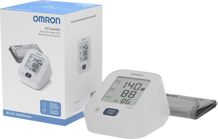 Tensiometru automat pentru brat Omron X2 Essential, tehnologie Intellisense, validat clinic, detectare puls neregulat [8]