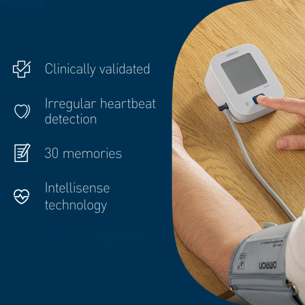 Tensiometru automat pentru brat Omron X2 Essential, tehnologie Intellisense, validat clinic, detectare puls neregulat [7]