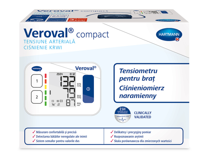 Tensiometru de brat Veroval compact, validat clinic, garantie 3 ani, manseta 22-42 cm, memorii 2 utilizatori [3]