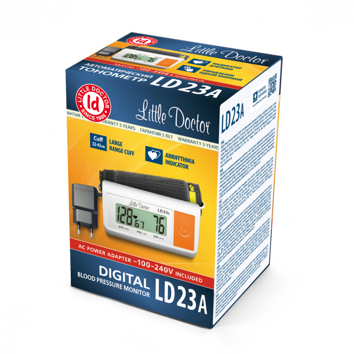 Tensiometru electronic de brat Little Doctor LD 23A, manseta 25-36 cm, adaptor priza inclus algoritm Fuzzy [4]