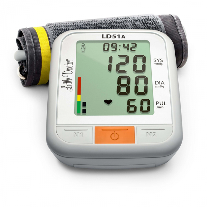 Tensiometru electronic de brat Little Doctor LD 51a, afisaj XXL, detector aritmie, indicator WHO, afisare data si ora, adaptor priza inclus [2]