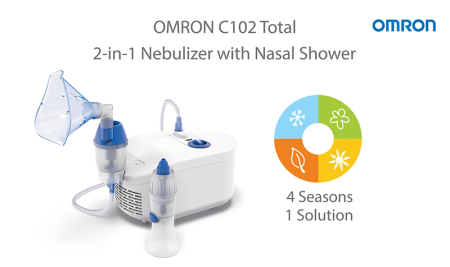 Nebulizator cu compresor Omron C102 / X102 Total + irigator nazal, utilizare continua, fabricat in Italia [2]