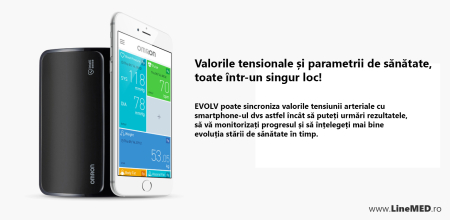 Omron EVOLV - Tensiometru digital de brat, manseta inteligenta 22-42 cm, transfer date Bluetooth, fara cabluri, validat clinic, ecran OLED, fabricat in Japonia [5]
