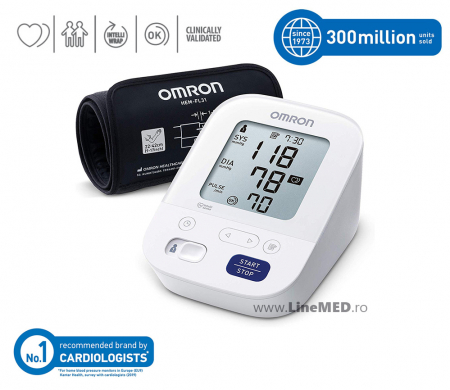 OMRON M3 Comfort (HEM-7155-E) - Tensiometru de brat, manseta inteligenta Intelli Cuff, validat clinic, garantie 3 ani