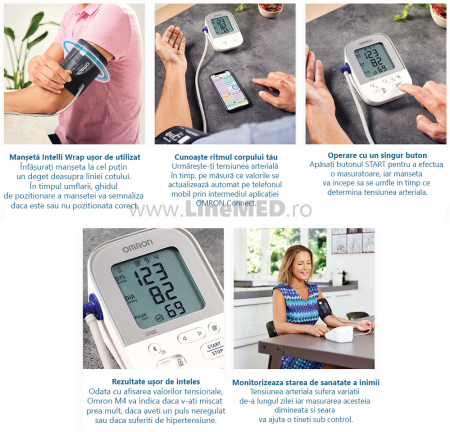 OMRON M4 Intelli IT cu Bluetooth - Tensiometru de brat, manseta inteligenta Intelli Cuff, transfer date Omron Connect, validat clinic, garantie 3 ani [6]