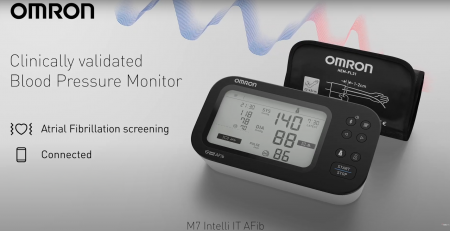OMRON M7 Intelli IT AFib (HEM-7380T1-EBK) cu Bluetooth - Tensiometru de brat, detectare fibrilatie atriala, manseta inteligenta Intelli Cuff, transfer date Omron Connect, afisaj DUAL [3]