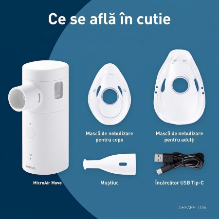 Omron MicroAir Move - Nebulizator portabil silentios, cu ultrasunete, reincarcabil prin USB-C [5]