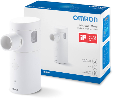 Aparate aerosoli cu ultrasunete - Omron MicroAir Move - Nebulizator portabil silentios, cu ultrasunete, reincarcabil prin USB-C