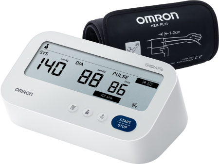 OMRON X3 Comfort AFib, tensiometru pentru braț, validat clinic, manșetă Intelli Wrap (22-42 cm), detectare fibrilație atrială [1]