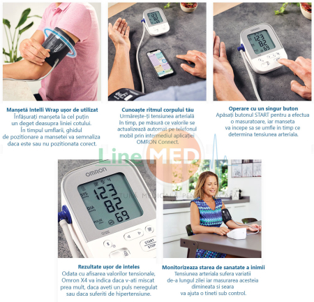 OMRON X4 Smart cu Bluetooth - Tensiometru de brat, manseta inteligenta Intelli Cuff, transfer date Omron Connect, validat clinic, garantie 3 ani [7]