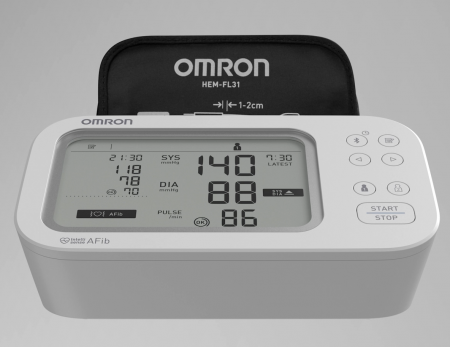 OMRON X7 Smart AFib (HEM-7380T1-EOSL) cu Bluetooth - Tensiometru de brat, detectare fibrilatie atriala, manseta inteligenta Intelli Cuff, transfer date Omron Connect, afisaj DUAL [3]