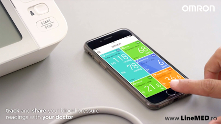 OMRON X7 Smart cu Bluetooth - Tensiometru de brat, detectare fibrilatie atriala (Afib), manseta inteligenta Intelli Cuff, transfer date Omron Connect, afisaj DUAL [3]