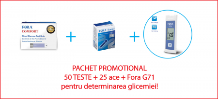 PACHET - Sistem de masurare a glicemiei FORA G71a + 50 teste + 50 ace